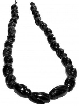 Obsidian, Olive gezwirbelt, Strang ca. 41 cm, 1 St.