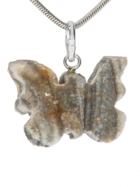 Chalcedon, kristalliner Schmetterling Anhänger mit Öse in 925 Silber, 1 St.