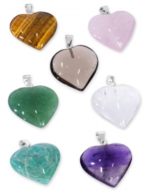 Herz Anhänger mit Silberöse in verschiedenen Steinarten