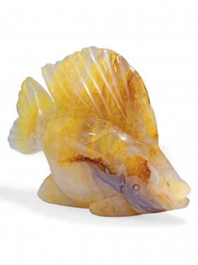 Hämatitquarz (Bergkristall mit Hämatit Einschlüsse) aus Brasilien, Deko-Fisch, Unikat