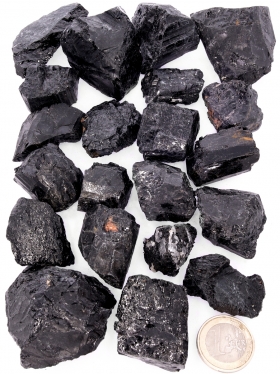 Turmalin schwarz Schörl, Rohsteine aus Brasilien, Lot