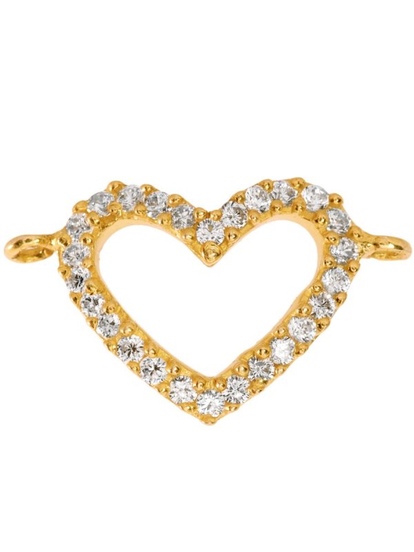 Heart, element with Zirconia, 925 silver gold-plated