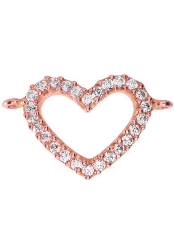 Heart, element with Zirconia, 925 silver rose gold-plated