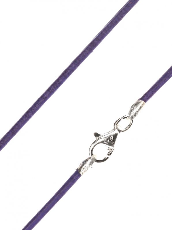 Leder violett, ø 1,5, Karabiner 925 Silber - VE 1 St. - L 38 cm