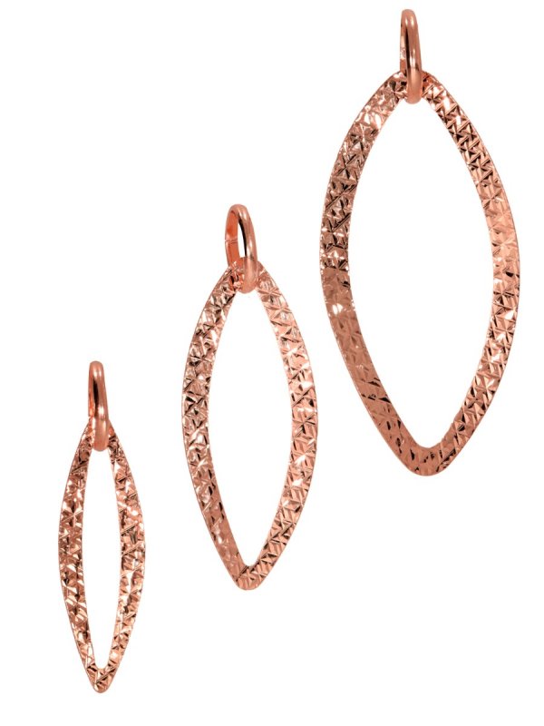 Navette pendant wavy size M, 925 silver rose gold-plated