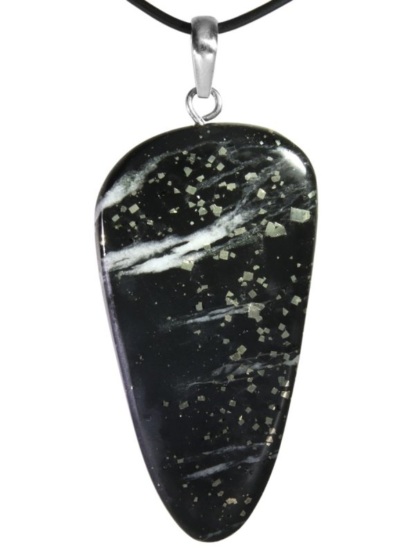 Pyrite Slate from Graubünden, pendant with silver loop, unique