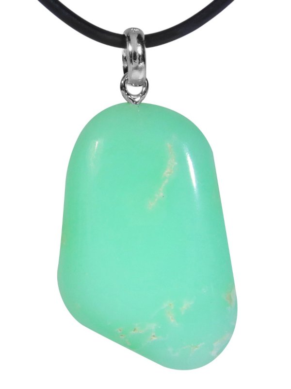 Chrysoprase pendant with silver loop