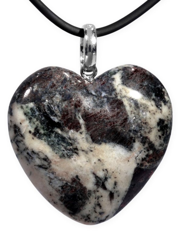 Garnet heart in Hornblende with Dolomite, pendant with loop from Carinthia, unique