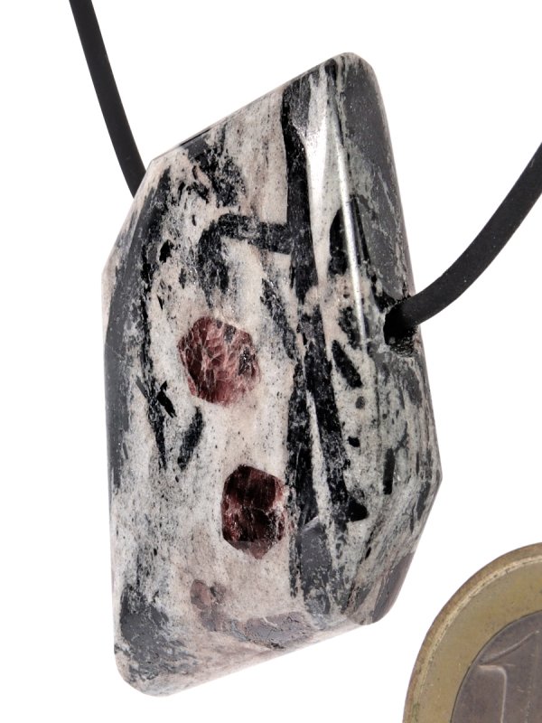 Garnet, Hornblende in Schist from Tyrol, pendant drilled, unique