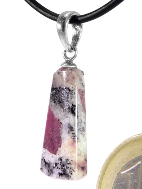 Ruby in Gneiss from Norway, pendant with loop, unique
