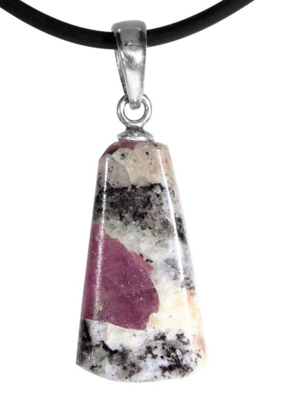 Ruby in Gneiss from Norway, pendant with loop, unique