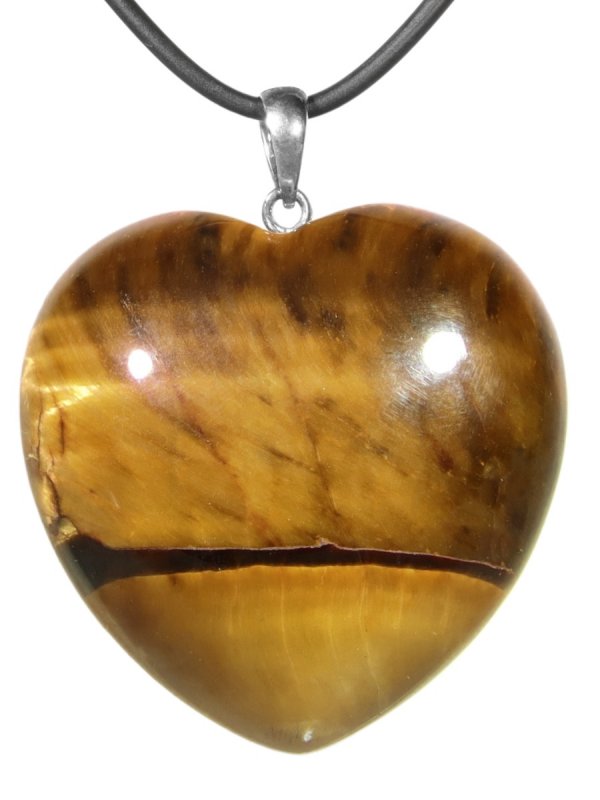 Golden Tigereye from South Africa, heart pendant with loop, unique