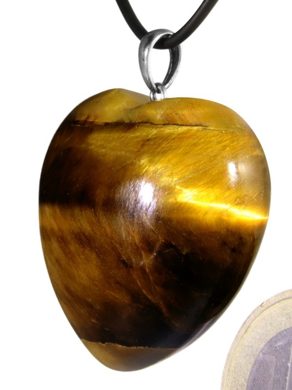 Golden Tigereye from South Africa, heart pendant with loop, unique