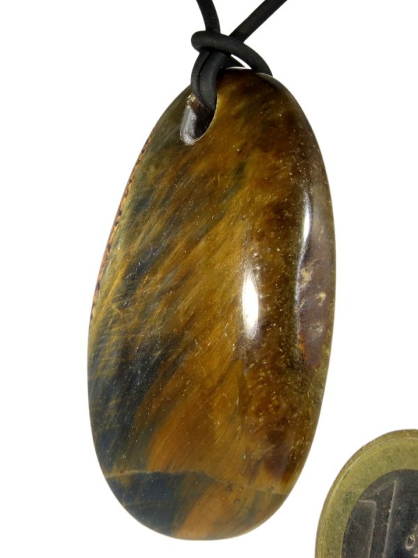 Golden Tigereye from South Africa, pendant drilled frontally, unique