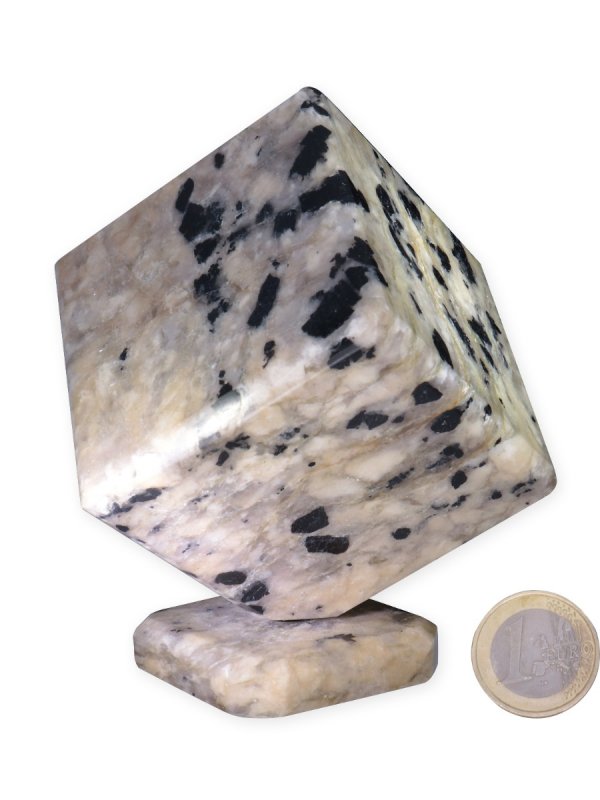 Schorl in Feldspar and Quartz from Carinthia, decorative cube with base, unique