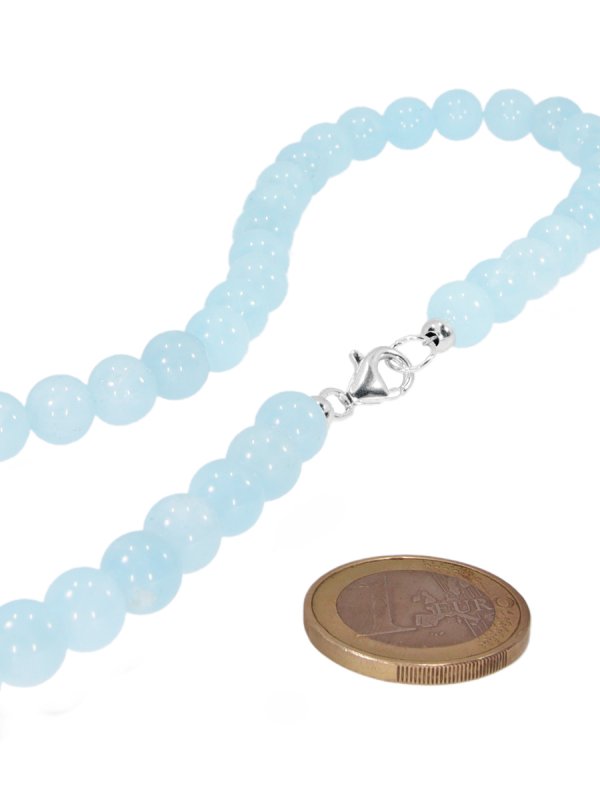 Aquamarine ø 8 mm, necklace, L 42 cm