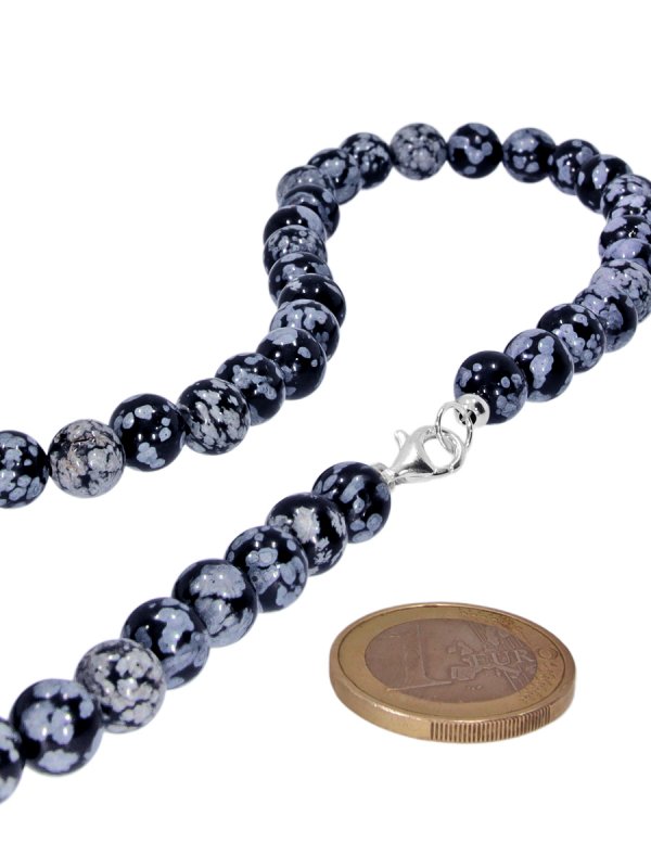 Snowflake Obsidian ø 8 mm, necklace, L 42 cm