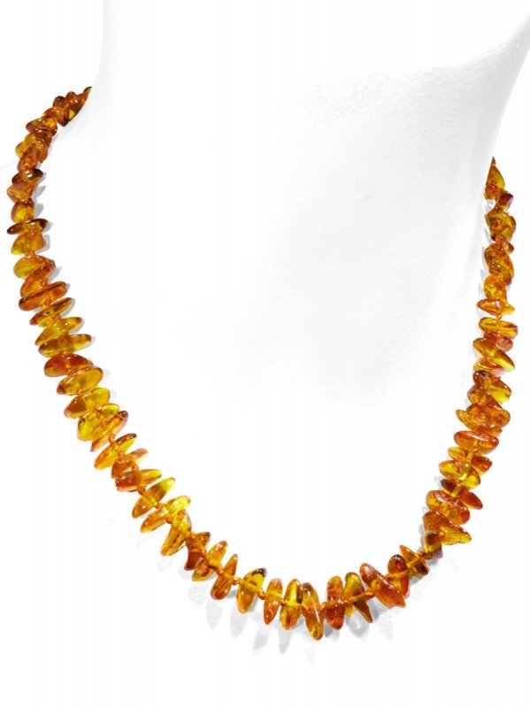 Amber from Lithuania, unrolled chips necklace, cognac-colored, L 45 cm