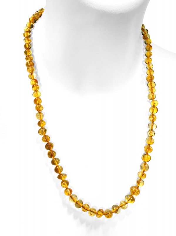 Amber from Lithuania, cognac-colored baroque necklace, L 60 cm
