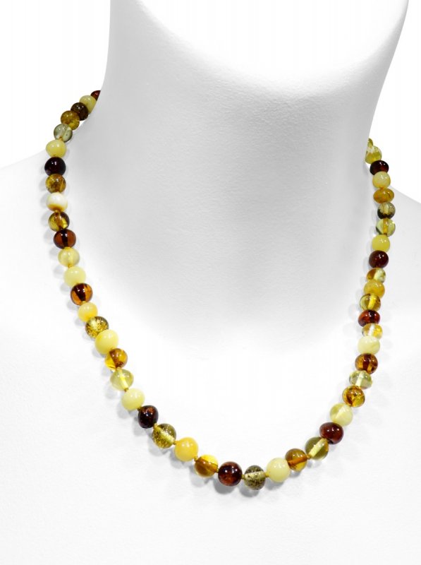 Amber from Lithuania, multi-colored baroque necklace, L 45 cm