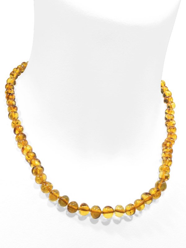 Amber from Lithuania, cognac-colored baroque necklace, L 45 cm