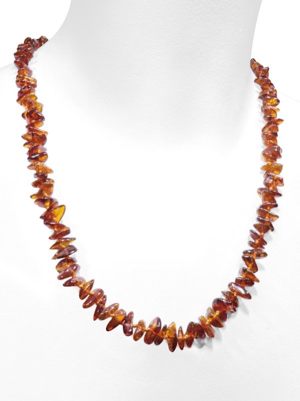 Amber from Lithuania, unrolled chips necklace, cognac-colored, L 60 cm