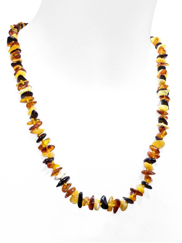 Amber from Lithuania, unrolled chips necklace, multi-colored, L 60 cm