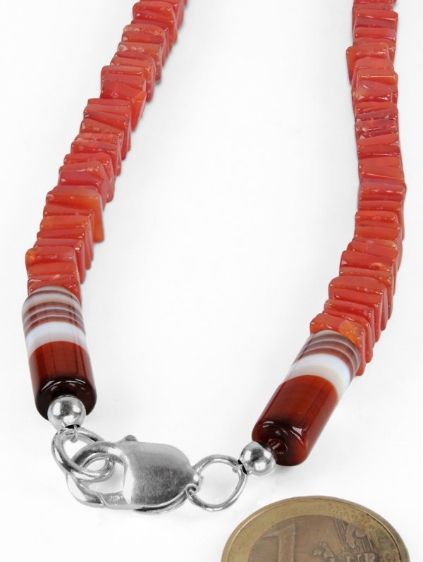 Carnelian with 3 Fire Opals, necklace with lobster clasp, unique