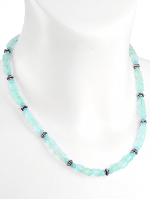 Aquamarine with Amazonite, necklace with lobster clasp, unique