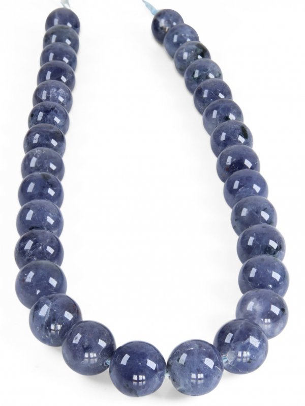 Iolite from Madagascar, round beads ø 14 mm, string