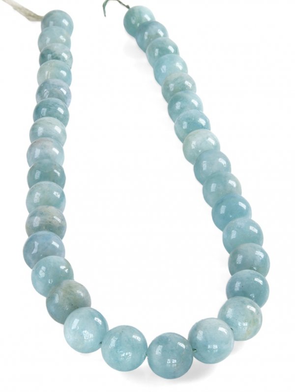 Aquamarine from Brazil, round beads string ø 12 mm