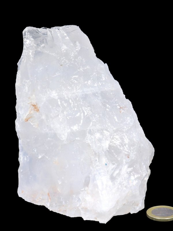 Rock Crystal raw stone with sawing base, unique