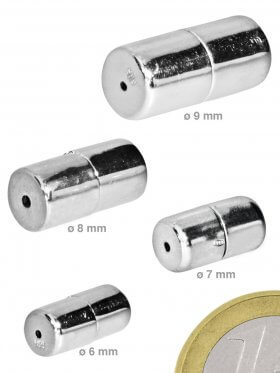 Magnetverschluss Zylinder ø 8,8 L 19,5 mm, 925 Silber