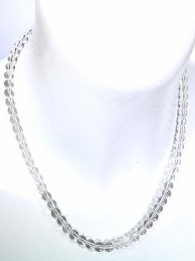 Bergkristall Halskette Kugel ø 6 mm, Karabinerverschluss, Länge 42 cm