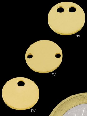 Motivplättchen rund ø 10 mm, 2-Loch gegenüber, 925 vergoldet