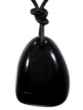 Obsidian, Trommelsteine gebohrt, 1 St.