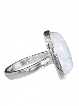 Regenbogenmondstein aus Indien, Ring Gr. 55 in 925 Silber, Unikat