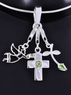Peridot, Charms mit Clip, 925 Silber