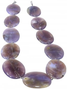 Chalcedon violett aus Indonesien, Oval 29/37, Strang ca. 44 cm, 1 St.