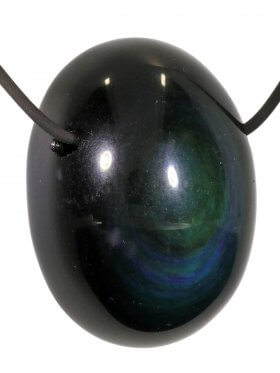 Kettenanhänger aus dem Schmuckstein Regenbogen-Obsidian, 1 Stück