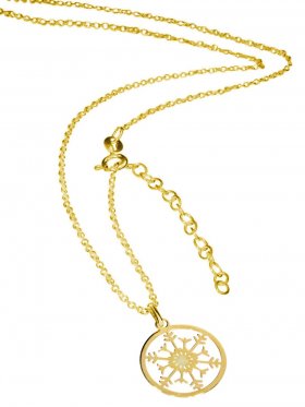 Snowflake (small ø 15 mm) -  anchor chain with extension length 42+5 cm,  silver gold plated