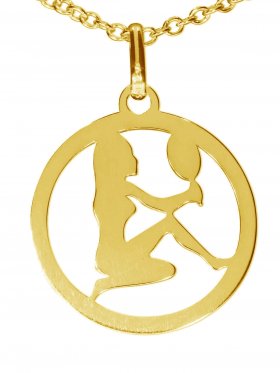Jungfrau, Sternzeichen Anhänger small mit Öse, 925 Silber vergoldet