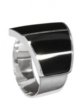 Perlmutt schwarz aus den Philippinen, Ring verstellbar von 51 - 53, 925 Silber, 1 St.