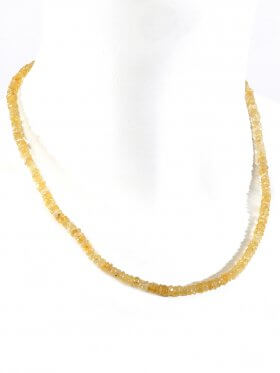 Goldberyll facettiert in Linsenform ca. 4 mm, Halskette mit Karabinerverschluss aus 925 Silber, Länge ca. 45 cm