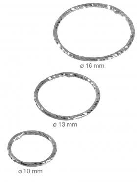 Ring gerillt (diamond cut), ø 13 mm, 925 Silber rhodiniert