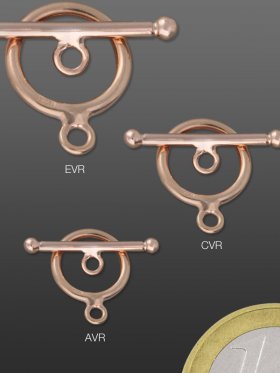 Ring-Stab Verschluss, verschiedene Größen, Silber rose-vergoldet, VE 2 St. - ø 16 / L 26 mm