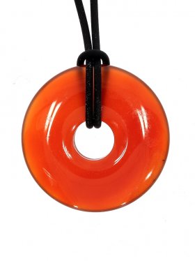 Karneol (Achat orange) Donut ø 30 mm mit schwarzem Lederband