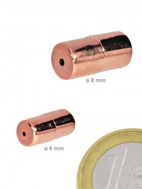 Magnetverschluss Zylinder, versch. Größen, 925 Silber rosév.- VE 1 St. - ø 6 / L 13 mm
