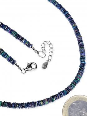 Opal gefärbt aus Äthiopien, Halskette L 42 cm + 3,5 cm Verlängerungskettchen