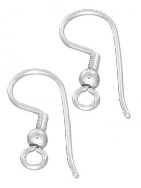 Ohrhänger (Fischhaken) mit Kugel und Spirale, 925 Silber